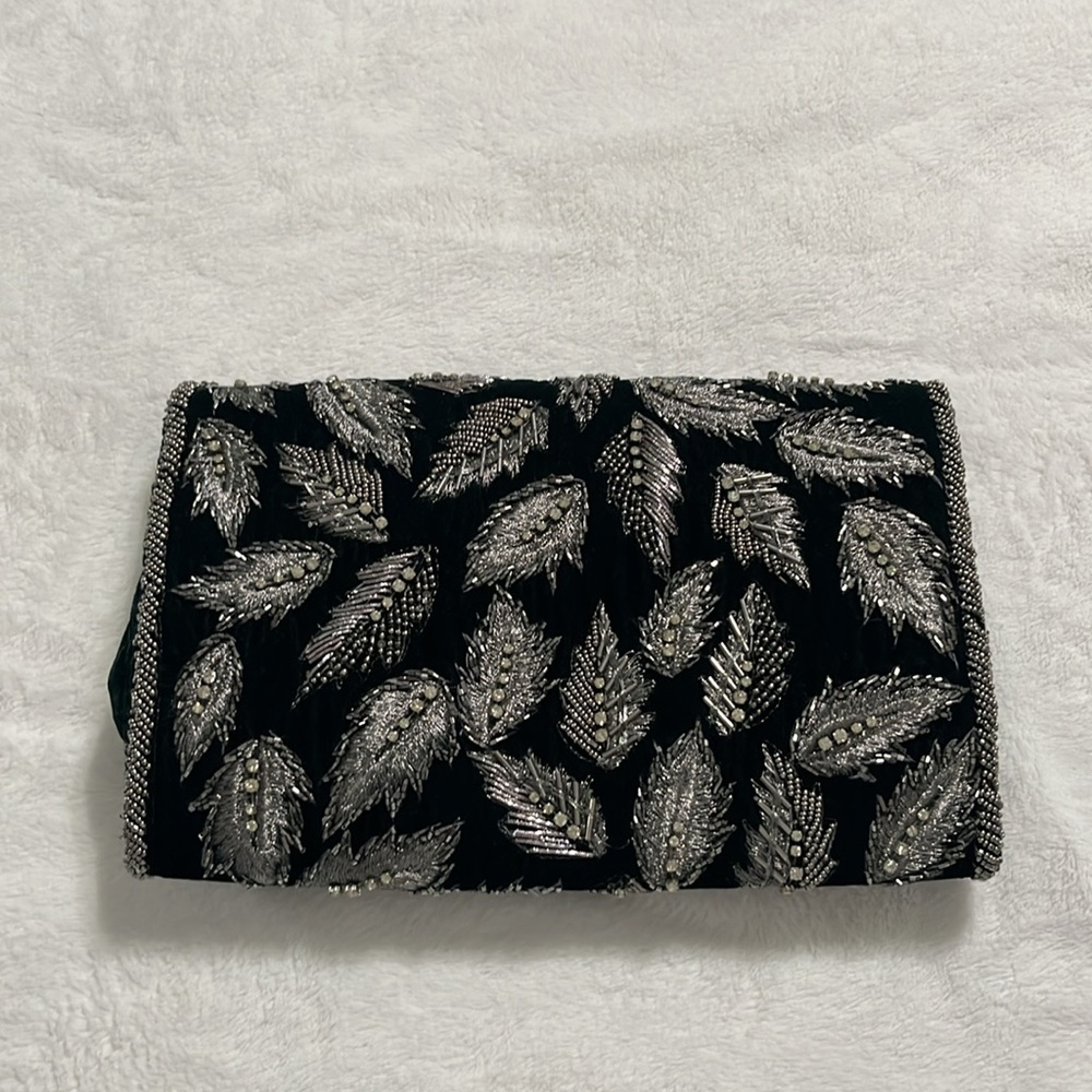 Anthropology, Elegant dark green and Silver Clutch - Picture 2 of 8